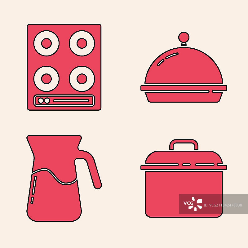 烹饪锅、燃气灶，托盘覆盖套装图片素材