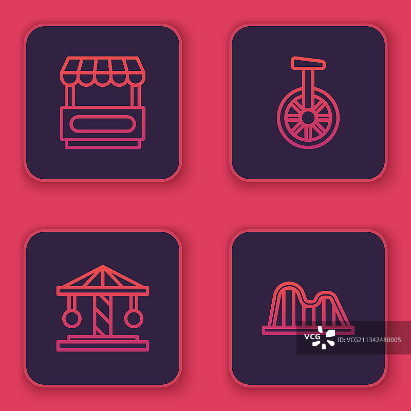 街头快餐车景点线条图标图片素材