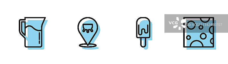 华夫饼甜筒冰淇淋与牛奶罐图片素材