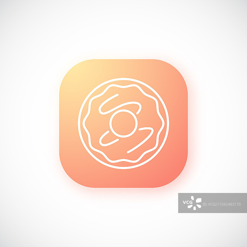 带细甜甜圈图标的渐变橙色按钮图片素材