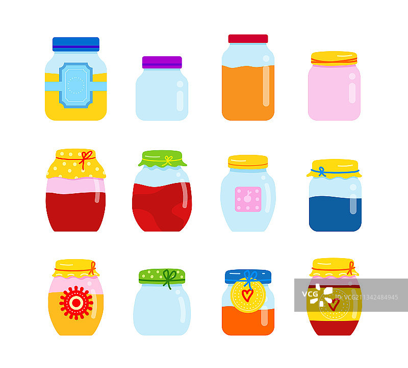 自制果酱或果汁罐套装图片素材