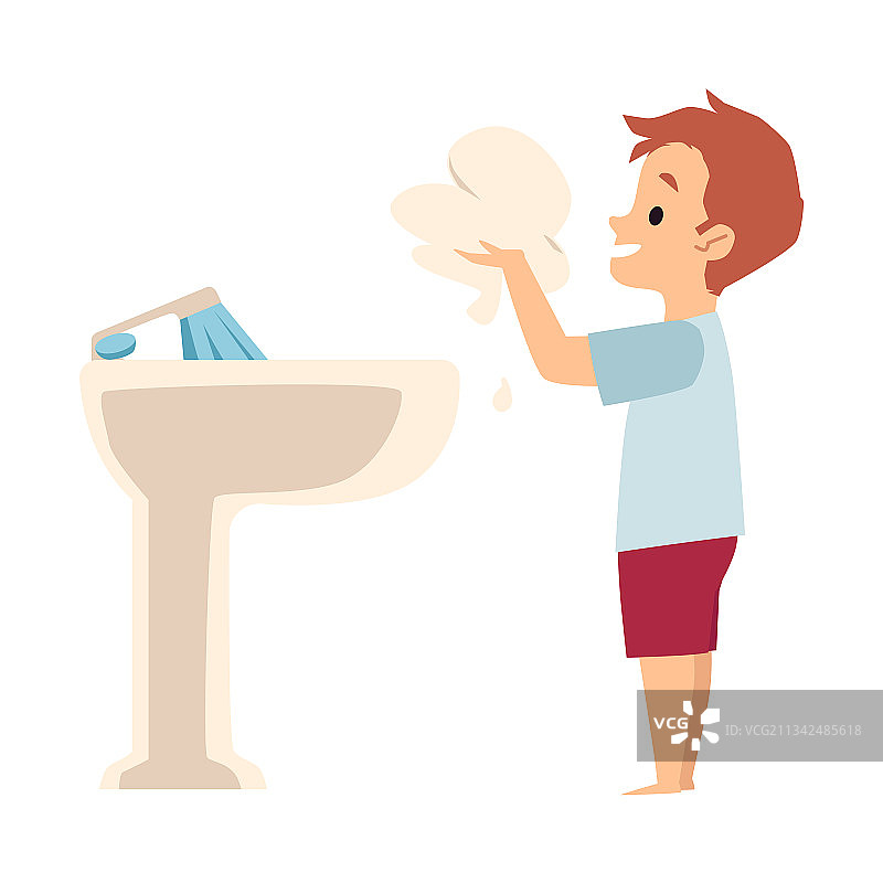 儿童男孩洗手图片素材