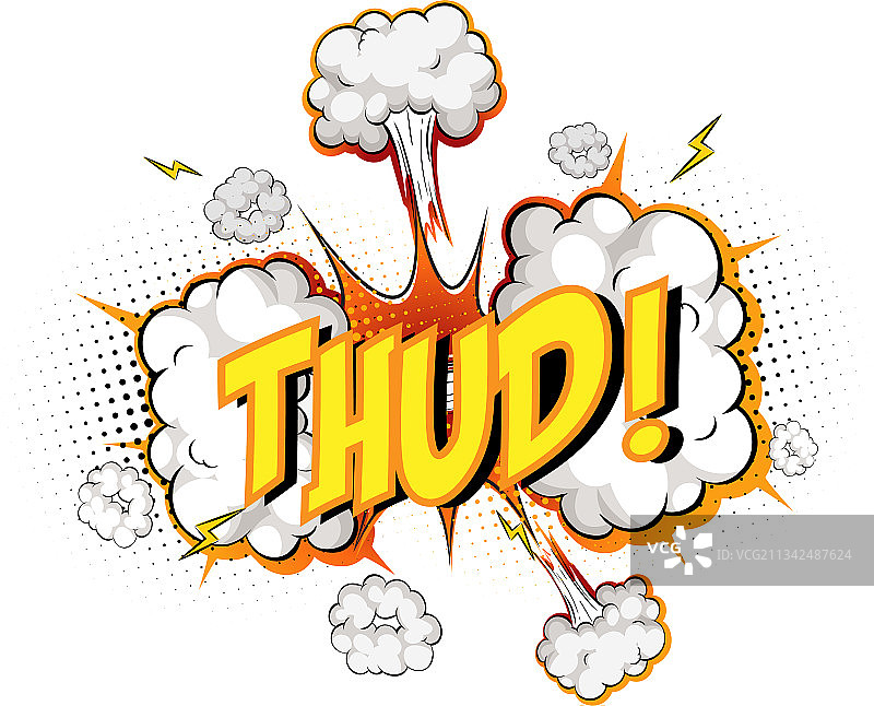 漫画云爆炸背景上的文字砰然声图片素材
