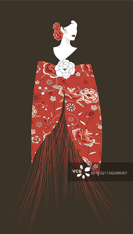 头戴鲜花的优雅西班牙女子图片素材