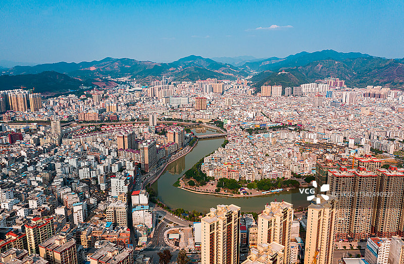 航拍广西梧州石都最美岑溪图片素材