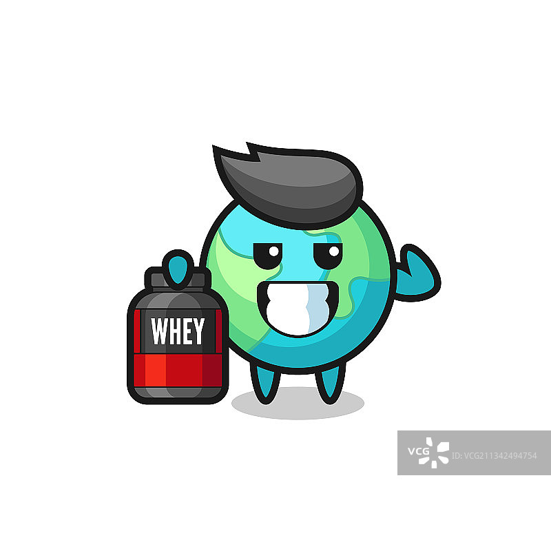 健壮的地球人物拿着蛋白质图片素材