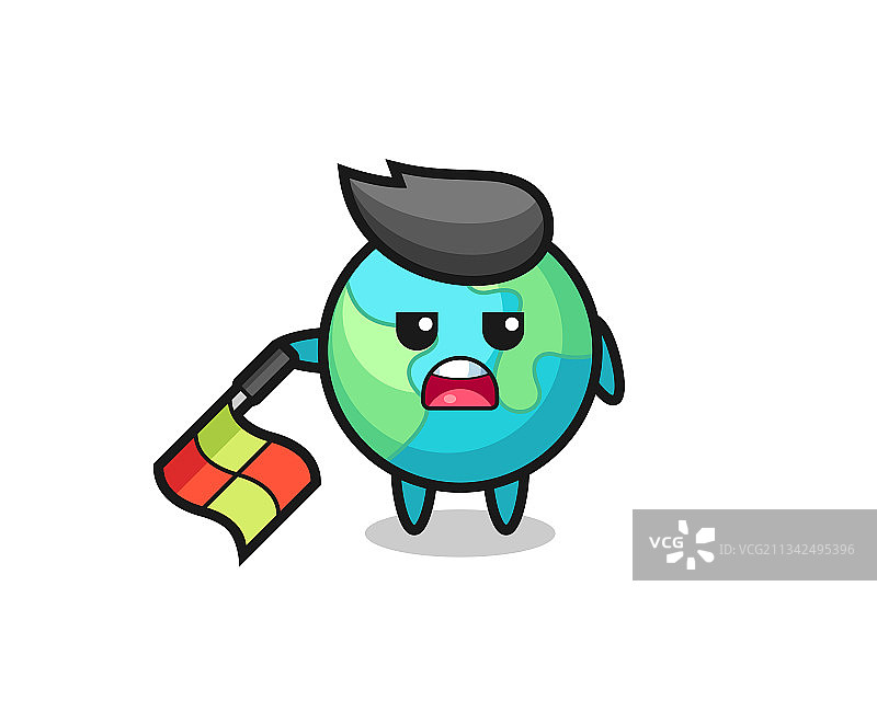 地球人角色担任边裁挥舞旗帜图片素材