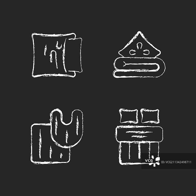 深色背景上的家纺白色粉笔图标图片素材