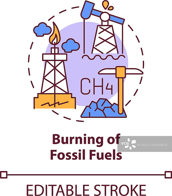 燃烧化石燃料概念图标图片素材