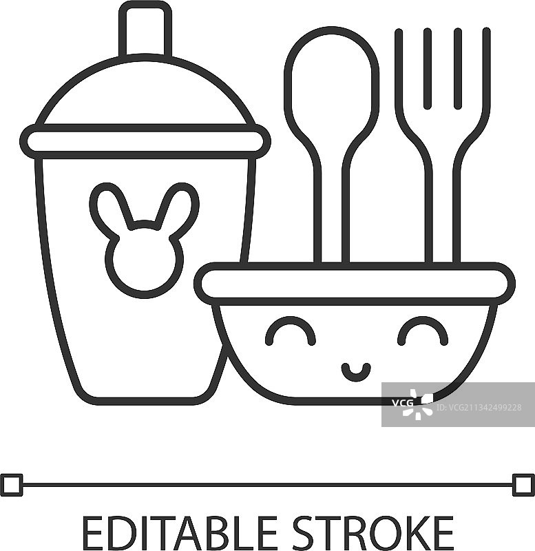 儿童餐具线性图标图片素材