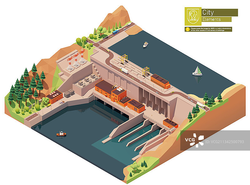 2.5D水力发电站图片素材