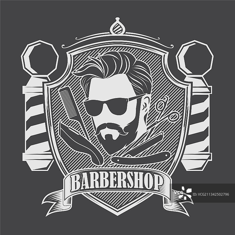 理发店标志设计概念与理发柱图片素材