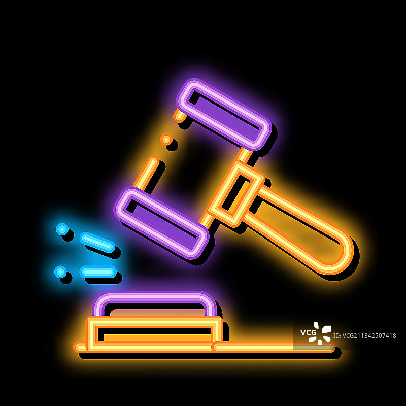 司法文件法律和判决霓虹灯发光图标图片素材