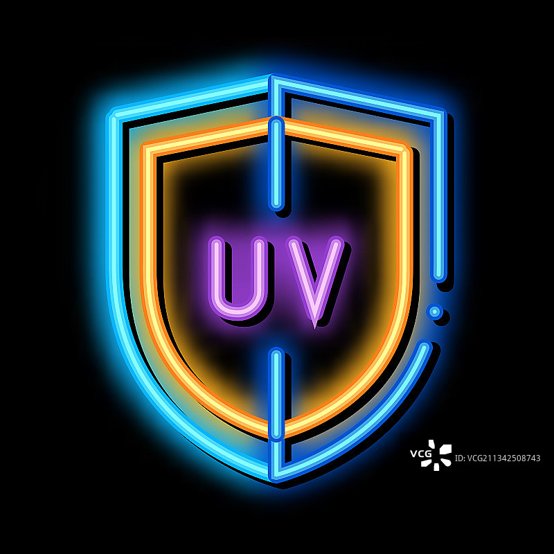 紫外线防护霓虹灯发光图标图片素材