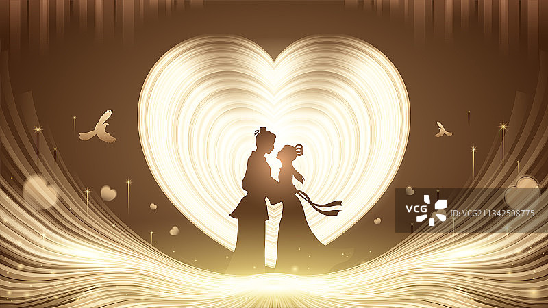 七夕情人节插画图片素材