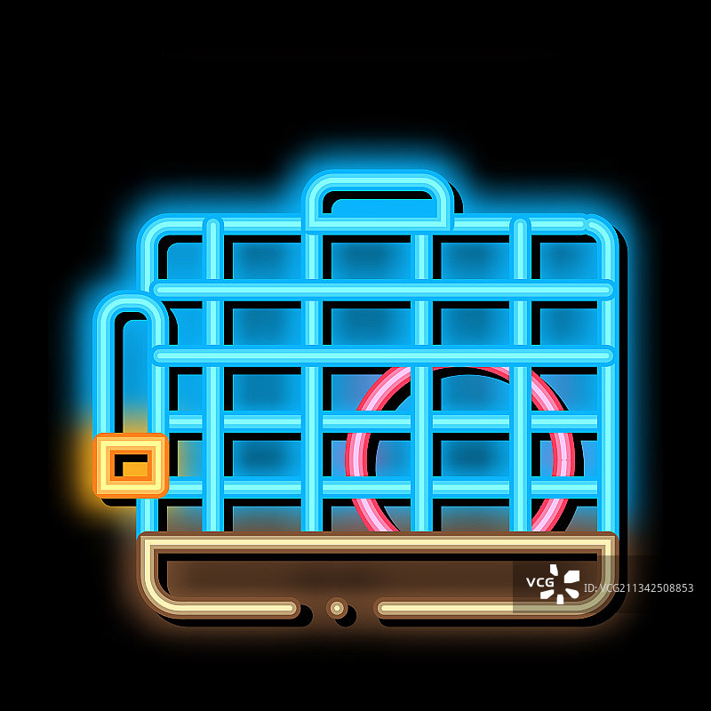 仓鼠笼霓虹灯发光图标图片素材