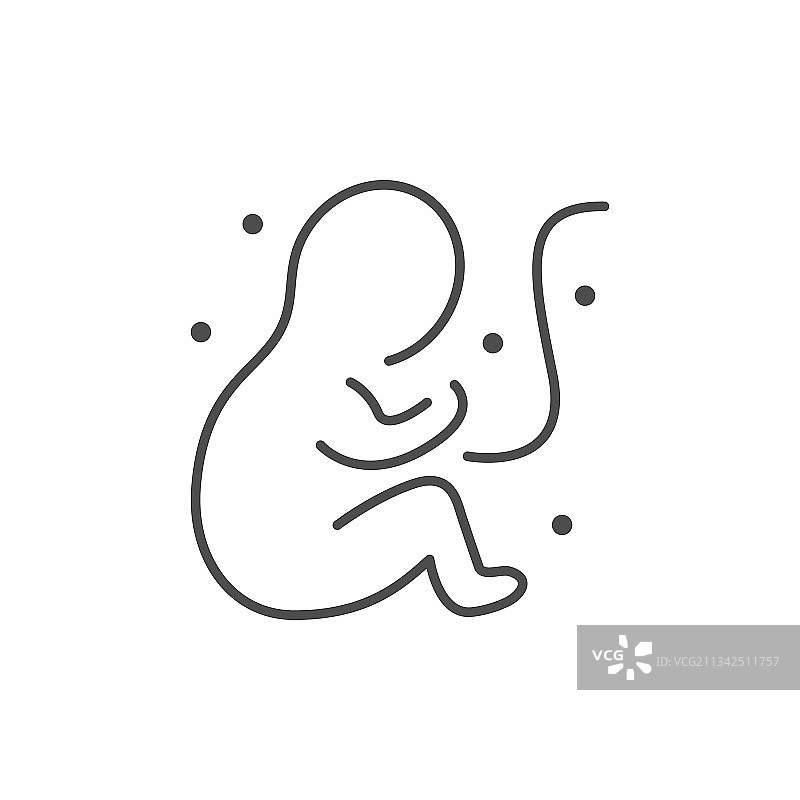 人类胎儿轮廓线性图标图片素材