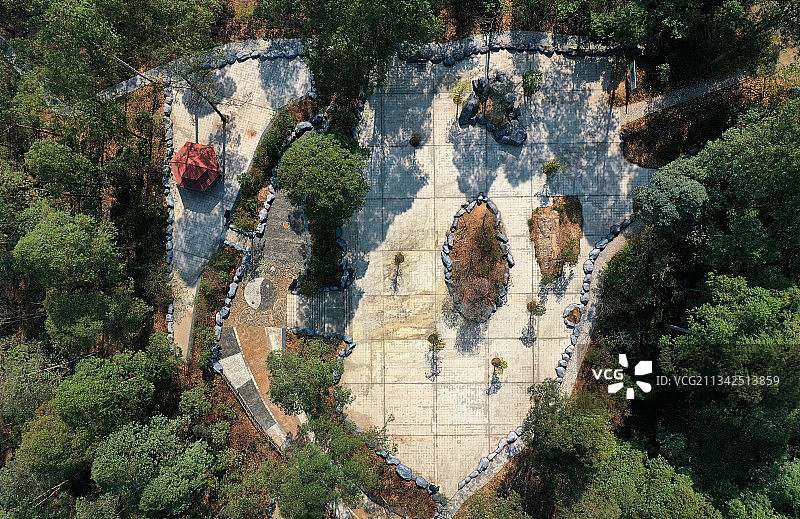 广东省东莞市常平镇旗岭森林公园航拍图片素材