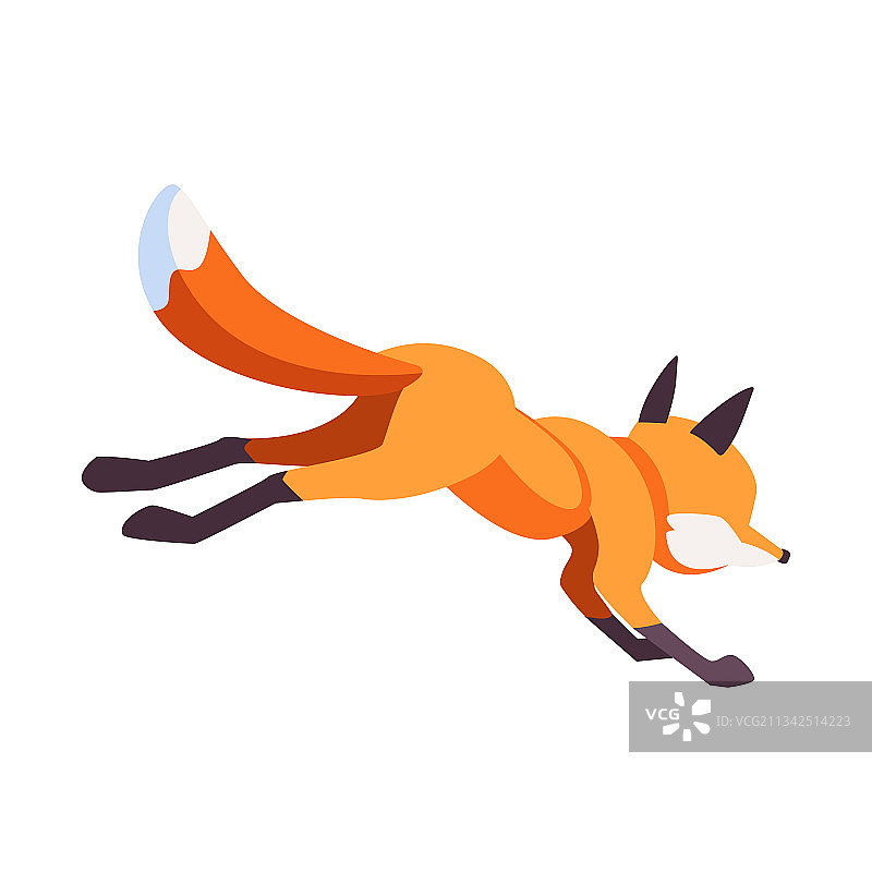 卡通狐狸奔跑，背影图片素材
