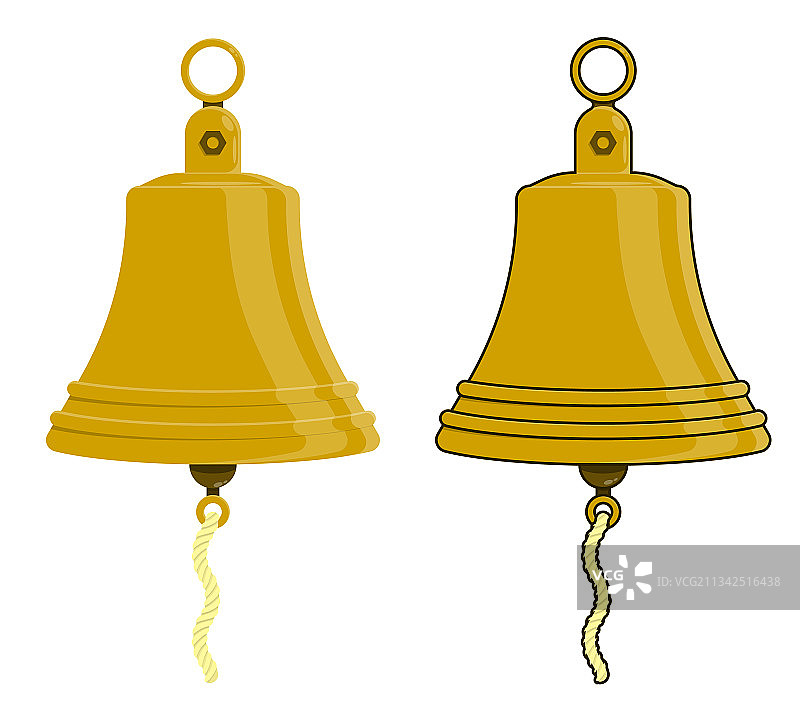 安装在铃上的闪亮金属船钟图片素材