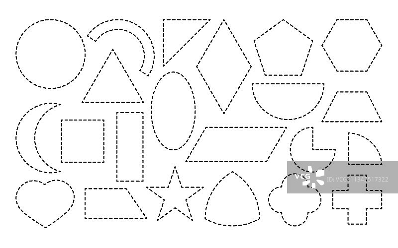 几何形状虚线图标合集图片素材