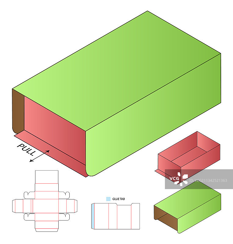 盒包装模切模板设计3d模型图片素材