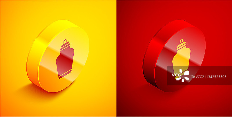 2.5D葬礼瓮图标，橙色背景图片素材