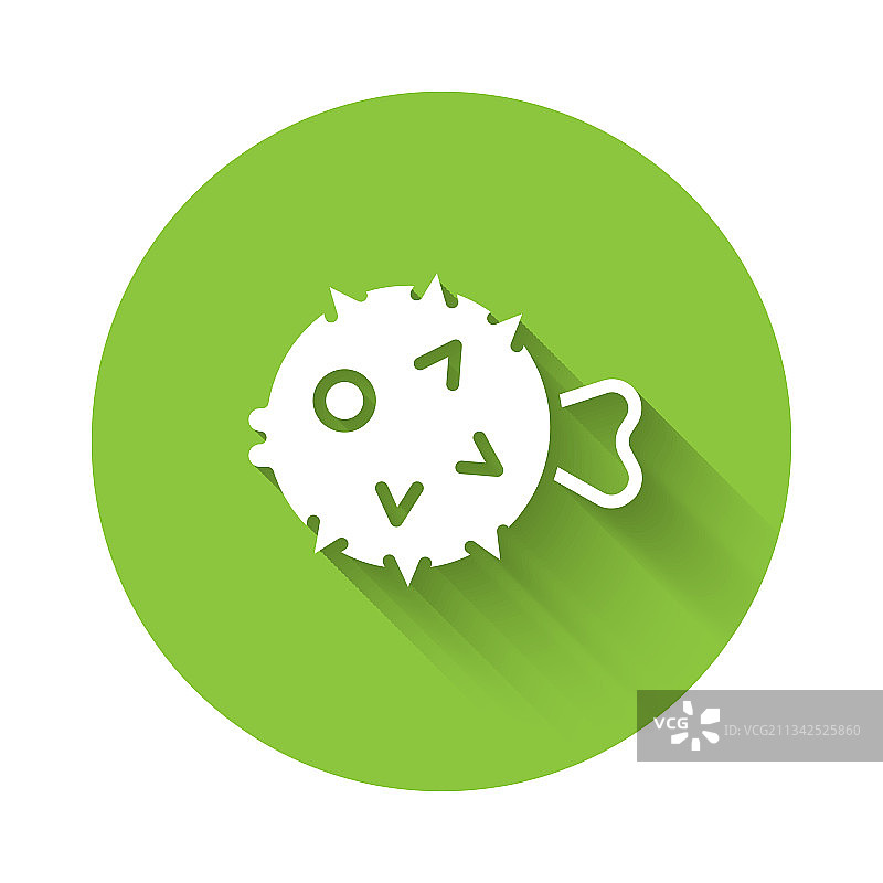 带长阴影的白色刺豚鱼图标图片素材