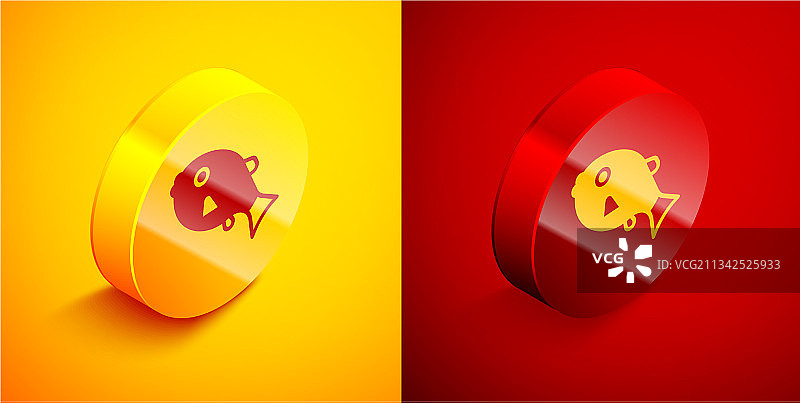 2.5D热带鱼图标（橙色背景）图片素材