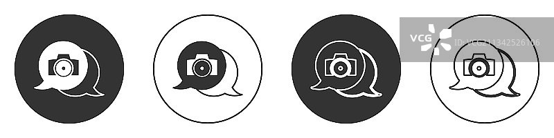 黑色照片相机图标孤立在白色图片素材