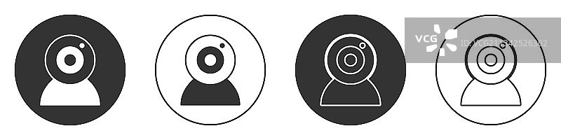 白色背景上的黑色网络摄像头图标图片素材