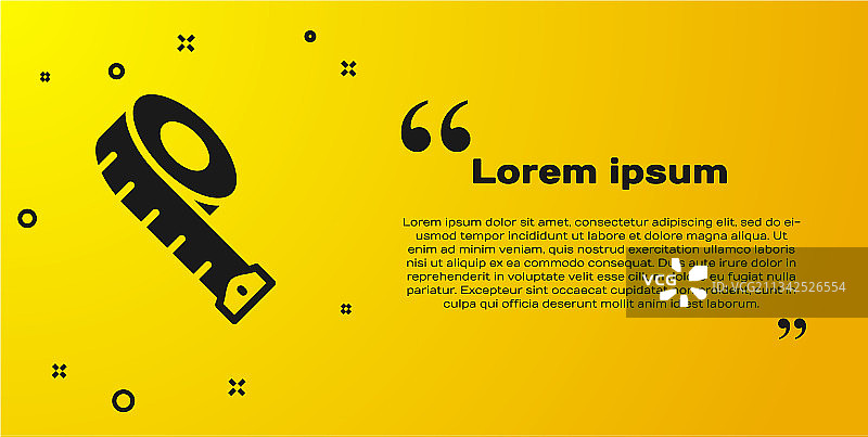 黄色背景上的黑色卷尺图标图片素材