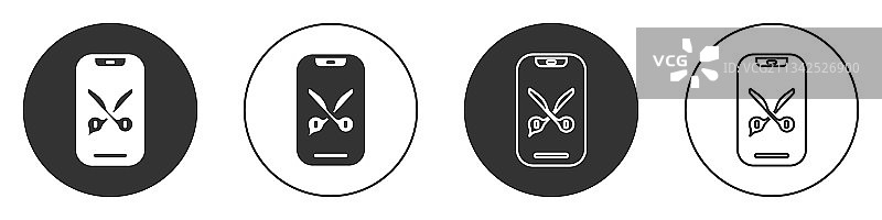 黑色理发在线服务或平台图标图片素材