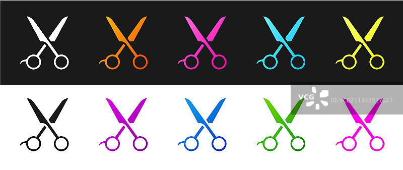 黑色背景上的理发剪刀图标图片素材