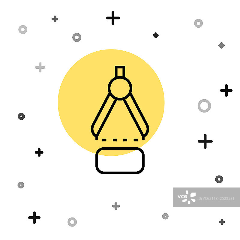 白色背景上的黑色线条绘图圆规图标图片素材