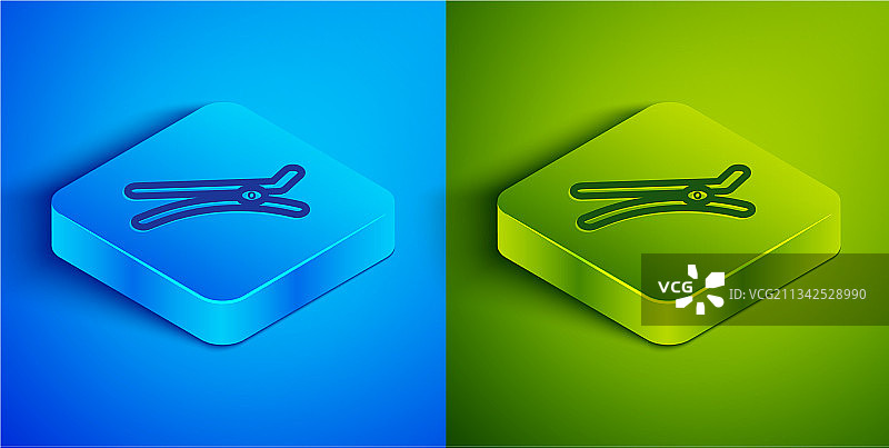 2.5D线条发夹图标，蓝色背景图片素材