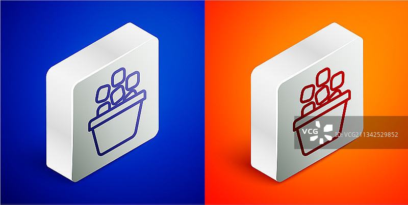 2.5D线条装满冰块的冰桶图片素材