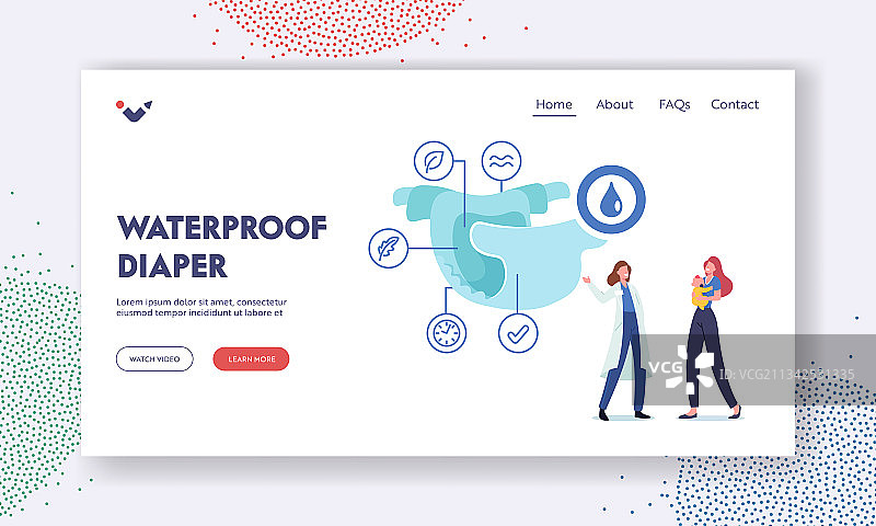 防水尿布着陆页模板图片素材