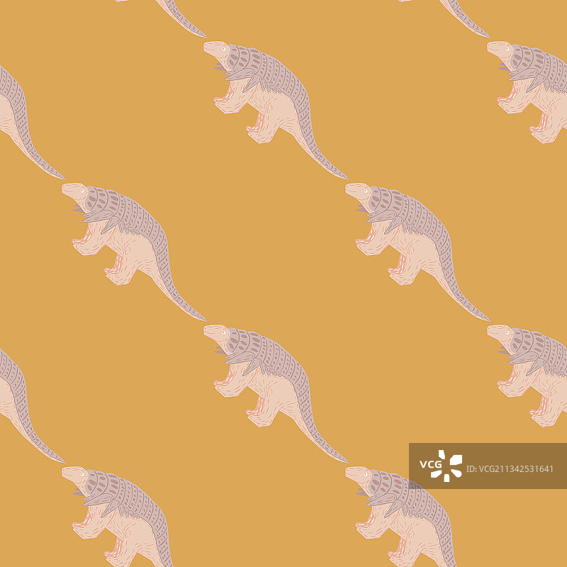 粉色甲龙手绘无缝图案图片素材