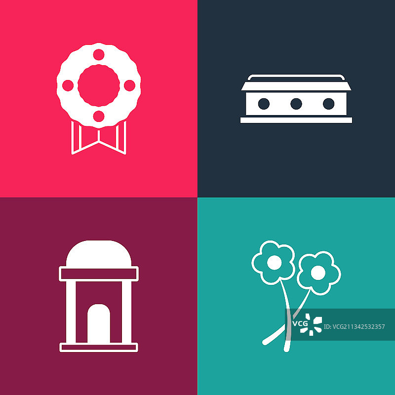 波普艺术鲜花十字架石棺图片素材