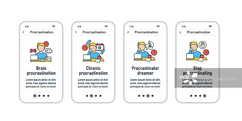 拖延症引导移动App屏幕图片素材