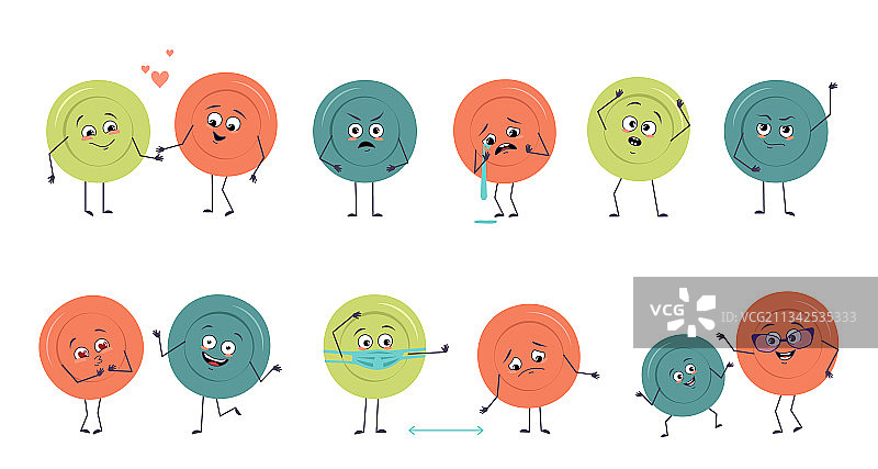 可爱卡通人物彩色盘子合集图片素材