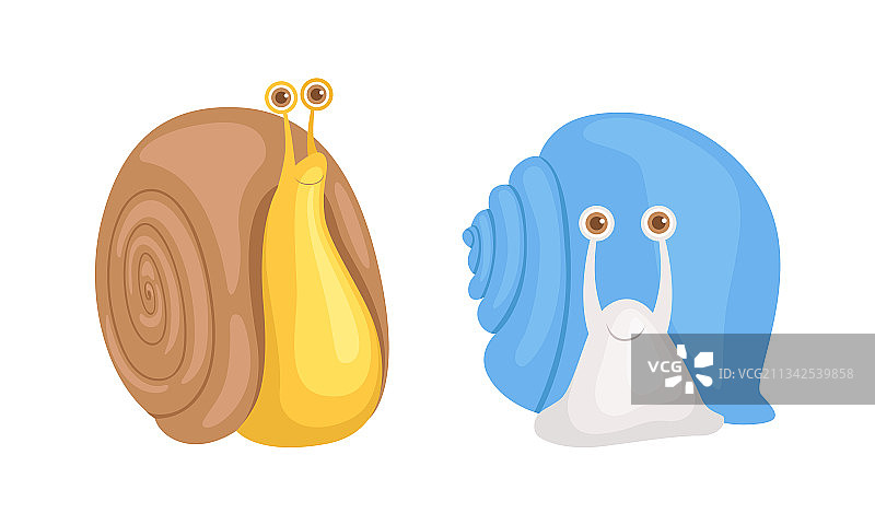 可爱的花园蜗牛滑稽软体动物卡通图片素材