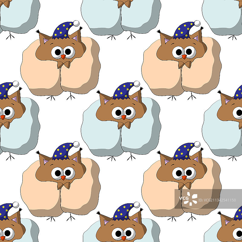 可爱卡通猫头鹰无缝图案图片素材