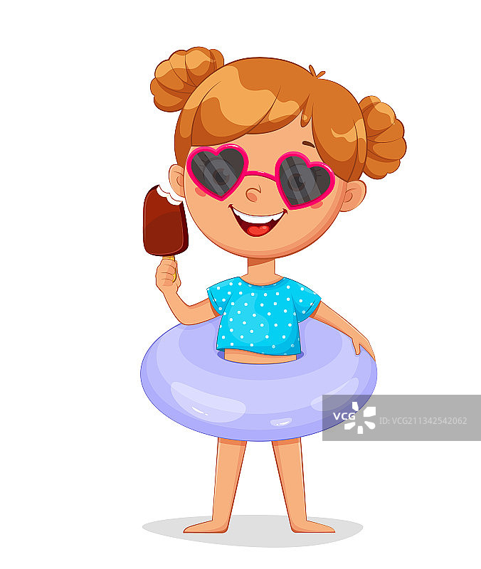 吃冰淇淋的可爱小女孩图片素材