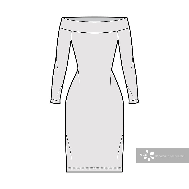 露肩款式的时尚连衣裙设计图片素材