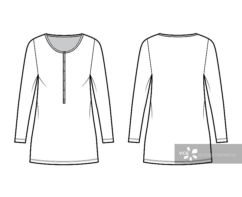 亨利领连衣裙款式设计图片素材