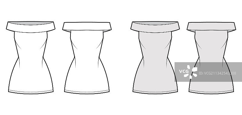 露肩款式的时尚连衣裙设计图片素材