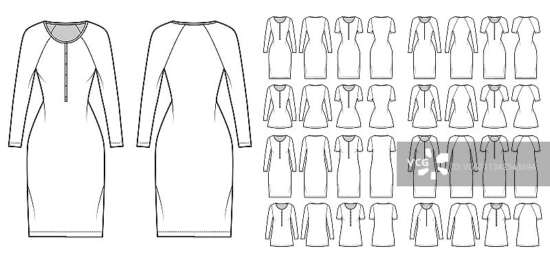 亨利领连衣裙技术时尚套装图片素材