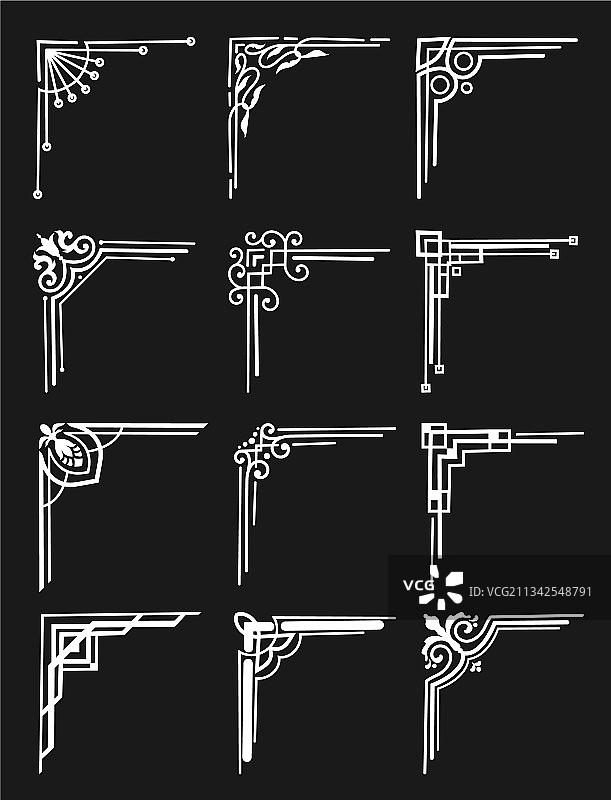 装饰艺术复古边框拐角分隔线图片素材